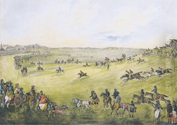 A Country Race Meeting Oil Painting by Walter Parry Hodges