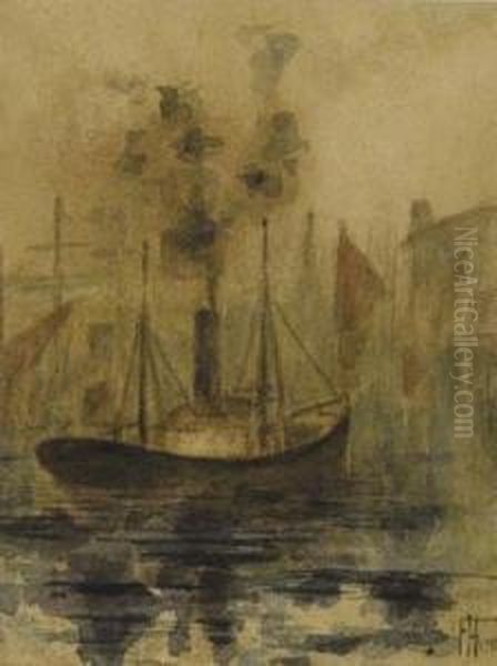 The Harbour Oil Painting by Thomas Francis Hodgkins