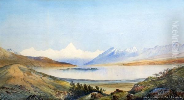 Mt Cook And Lake Pukaki Oil Painting by William Matthew Hodgkins