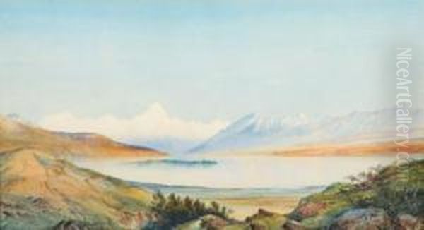 South Island Mountainscene Oil Painting by William Matthew Hodgkins