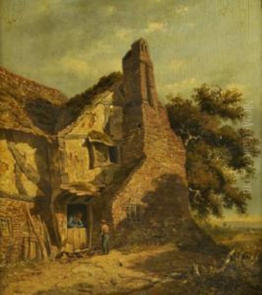 A Peasant Farmhouse Oil Painting by David Hodgson