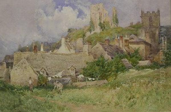 Corfe Castle Oil Painting by George Hodgson