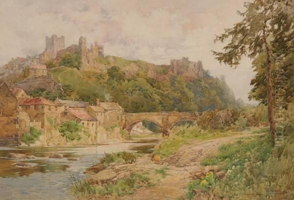 Richmond Castle And River Swale Oil Painting by George Hodgson