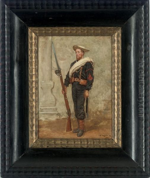 Portrait Of A Blue Jacket From The Naval Brigade On Service In Egypt Oil Painting by John Evan Hodgson