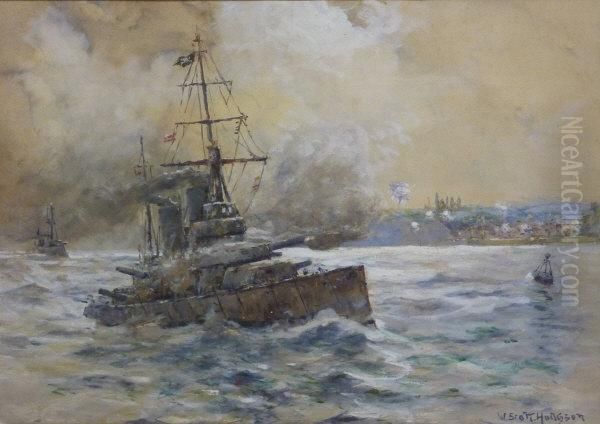 The Bombardment Of Whitby Oil Painting by William Scott Hodgson