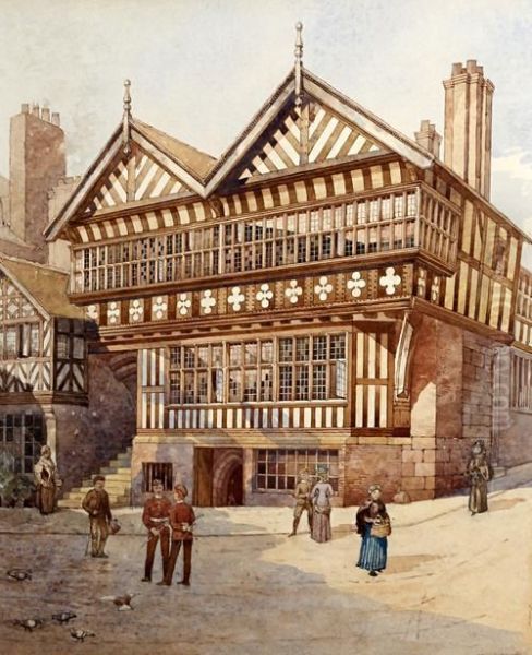 The Falcon Inn, Lower Bridge Street, Chester Oil Painting by Edward Hodkinson