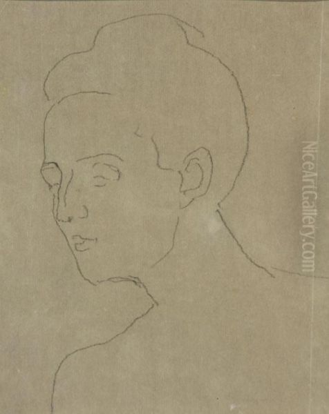 Portrait Of Berthe Hodler Oil Painting by Ferdinand Hodler