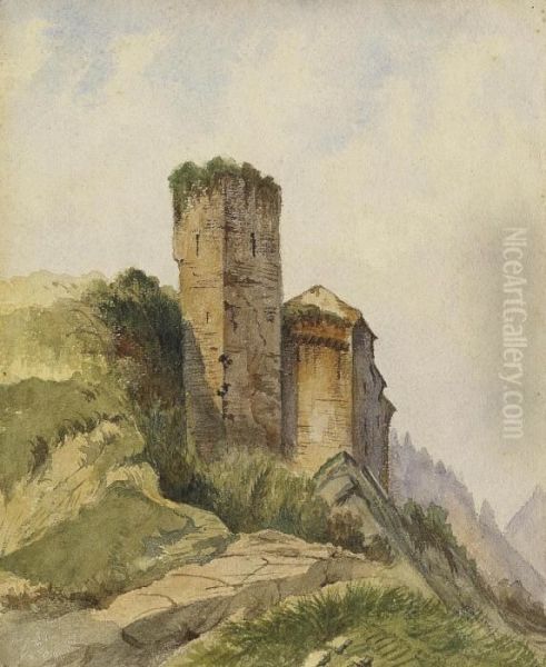 Burgruine Oil Painting by Ferdinand Hodler