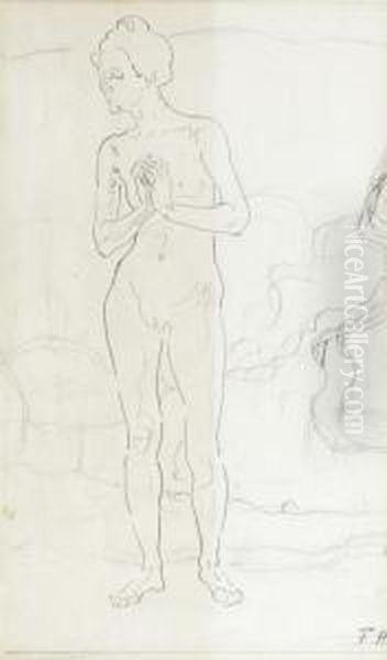 Standing Female Nude Oil Painting by Ferdinand Hodler