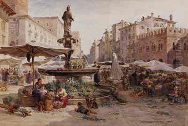 The Piazza Verona Oil Painting by Samuel John Hodson