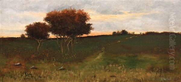 Autumn Sunset Oil Painting by Arthur Hoeber