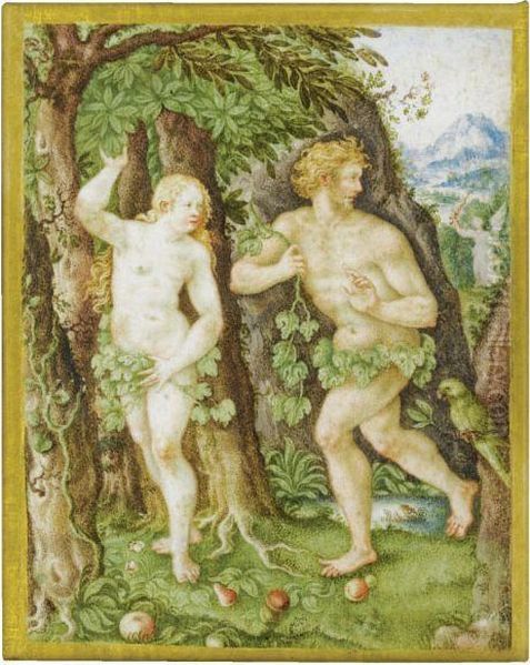 The Expulsion Of Adam And Eve Oil Painting by Jakob Hoefnagel