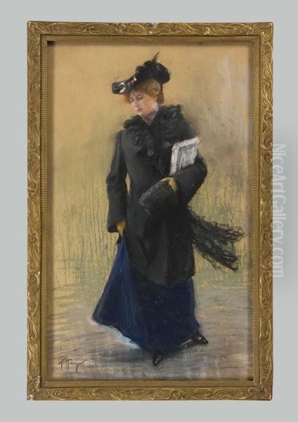 Jugendstil-dame Oil Painting by Paul Hoeniger