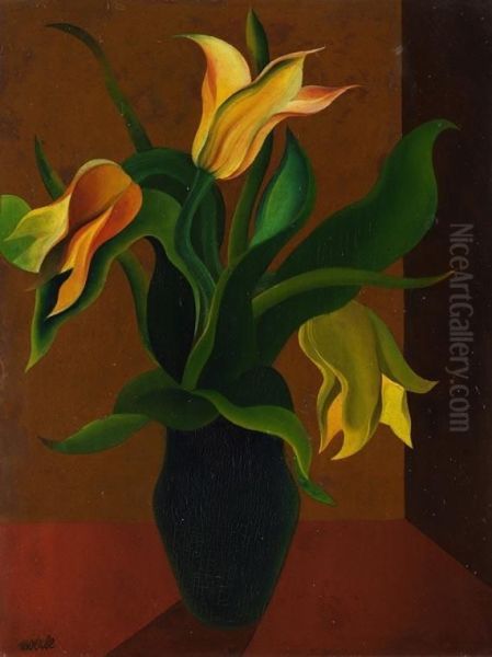 Tulpen In Dunkler Vase Oil Painting by Heinrich Hoerle