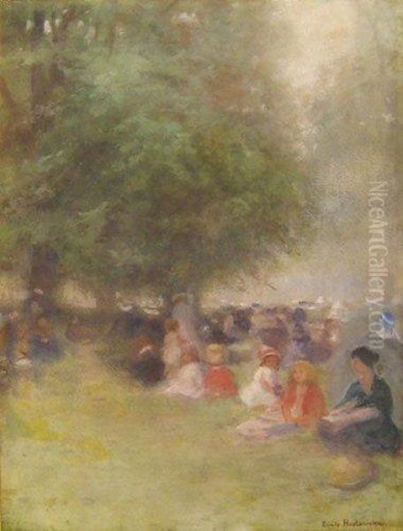 Assemblee Feminine Sous Les Frondaisons Oil Painting by Emile Hoeterickx