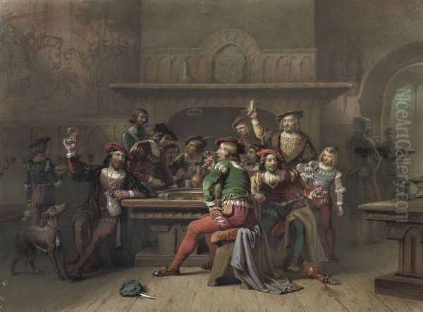 The Toast Oil Painting by Cornelis Willem Hoevenaar Sr.