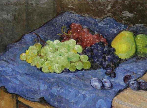 A Still Life With Fruit Oil Painting by Arnost Hofbauer