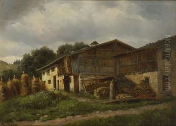 Bauernhaus. Oil Painting by Heinrich Hofer