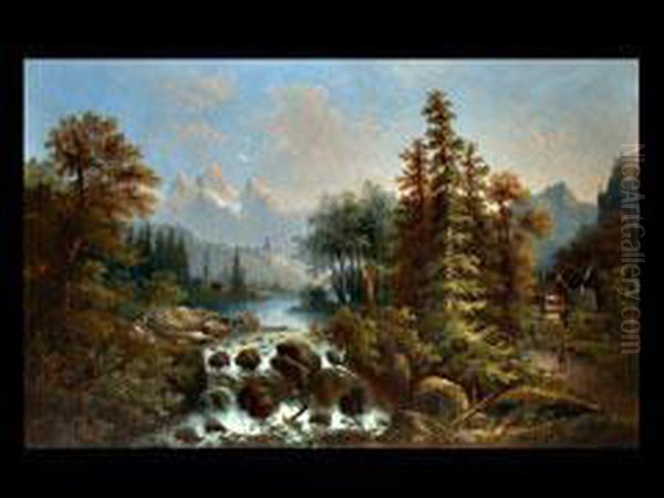 Gebirgslandschaft Oil Painting by Ignaz Hofer