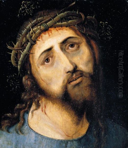 Christ As Man Of Sorrows Oil Painting by Hans Hoffmann