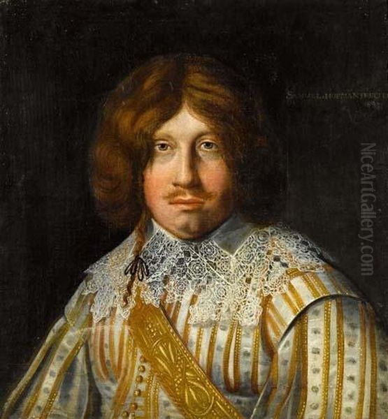 Portrait Of Gentleman With A Large Lacy Collar. 1627. Oil Painting by Samuel Hoffmann