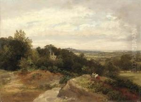 Harrow From Hampstead Oil Painting by Thomas Richard Hofland