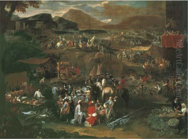 A Military Encampment On The Campus Martius Before The Ponte Molle, Mount Soracte Beyond Oil Painting by Pieter Hofmans, Il Giannizzero