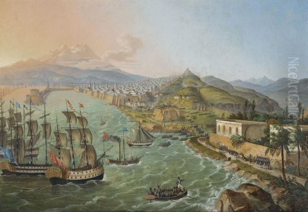 Flotilla Before Algiers Oil Painting by C. L. Hofmeister