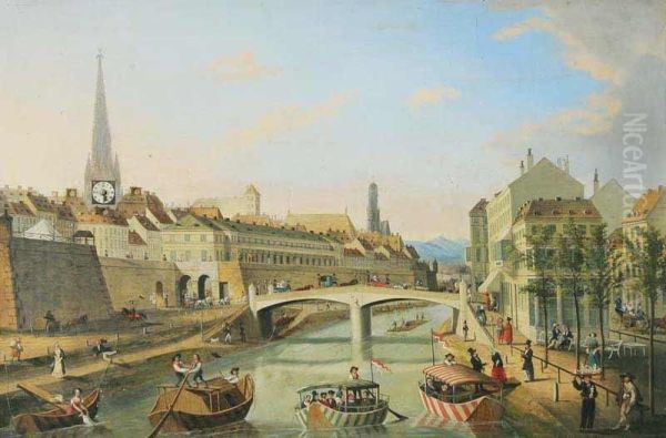 Ferdinand's Bridge Invienna Oil Painting by C. L. Hofmeister