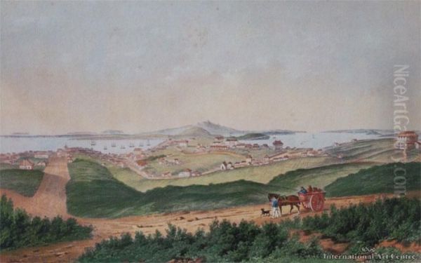 Four Views Of Auckland Oil Painting by Patrick Joseph Hogan