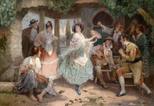 Musicalentertainment Oil Painting by Rudolf Alfred Hoger