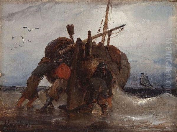 Fischerboot Am Strand Oil Painting by Charles Hoguet