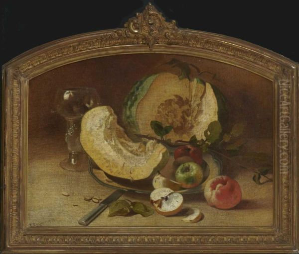 Fruchtestillleben - Stillleben Mit Meeresfruchten. Oil Painting by Charles Hoguet