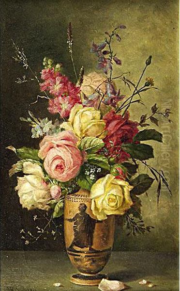 Rose Nel Vaso Oil Painting by Enrico Hohenberger