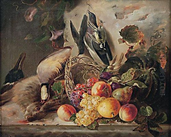 Frutta E Uccelli Oil Painting by Enrico Hohenberger