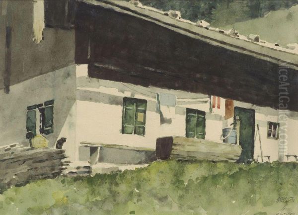 Bauernhaus Oil Painting by Ludwig Hohlwein