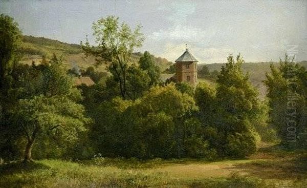 Die Losnitz Bei Dresden Oil Painting by Adolf Hohneck