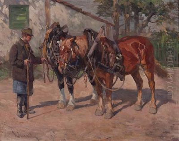 Bauer Mit Pferdegespann Oil Painting by Wilhelm Hohnel