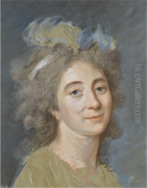 Portrait Of A Woman, Head And Shoulders Oil Painting by Claude Jean-Bapt. Hoin