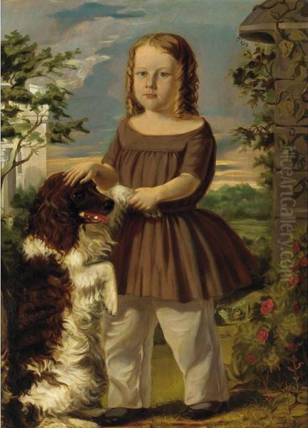 A Portrait Of George Otis Lawrence, Aged 6, And His Spaniel by Albert G. Hoit