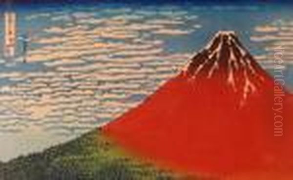 Fuji On A Clear Day Oil Painting by Katsushika Hokusai