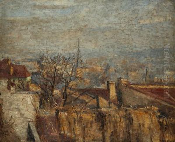 A Prague Motif Oil Painting by Karel Holan