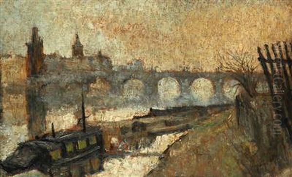 A View Of Charles Bridge Oil Painting by Karel Holan