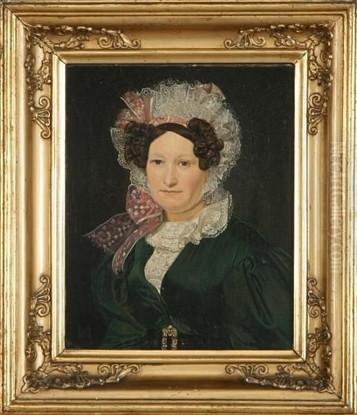 Portrait Of A Woman With Lace Bonnet by Niels Peter Holbech