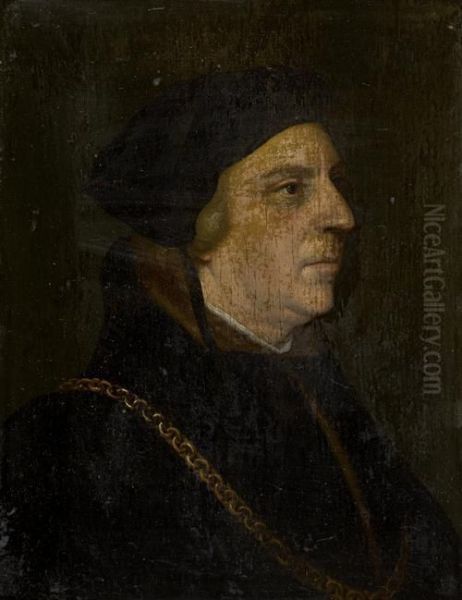 Portrait Of Sir William Butts, Bust-length, In Black Fur-trimmed Robes Oil Painting by Hans Holbein the Younger