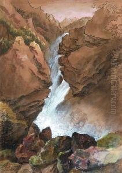 Wasserfall. Oil Painting by Therese Holbein Von Holbeinsberg