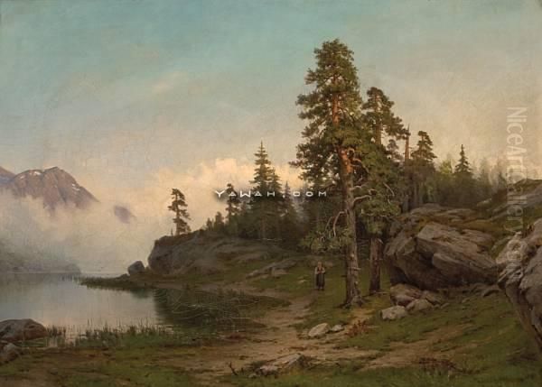 Norsk Insjoe, Motiv Fra Vosfj Oil Painting by Jacob A. Julius Holck