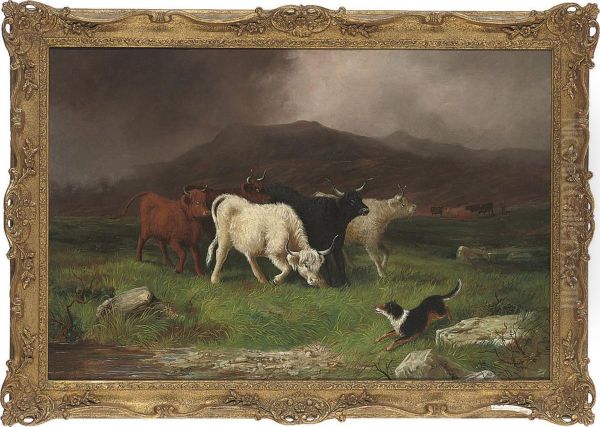 Herding The Cattle Oil Painting by Benjamin, Ben Hold