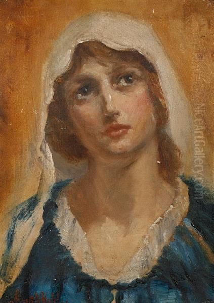 Portrait Of A Young Woman Oil Painting by Albert William Holden