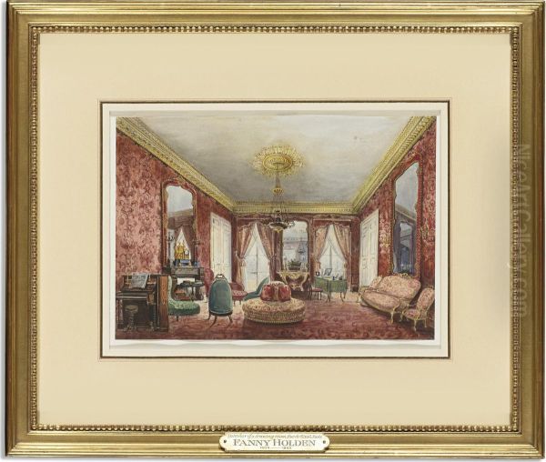 A Drawing Room, Rue De Rivoli, Paris Oil Painting by Fanny Holden